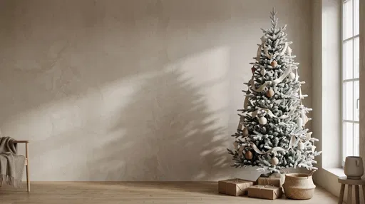 Minimalist Scandinavian Christmas Tree with Copy Space
