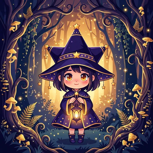 Cute Chibi Witch in Enchanted Forest