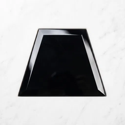 Black Obsidian Trapezoid on White Marble