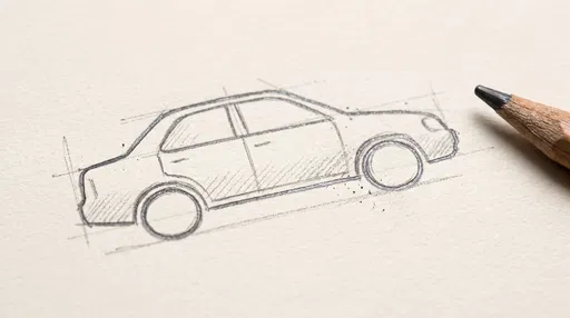 Simple Graphite Pencil Sketch of Sedan