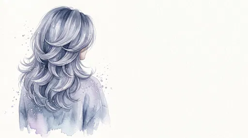 Watercolor Illustration of Layered Silver Haircut