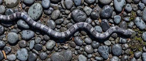Axanthic Kingsnake on Wet River Pebbles
