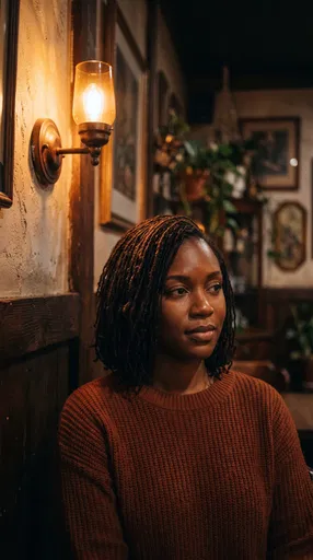 Woman with Micro-Loc Bob in Cozy Room