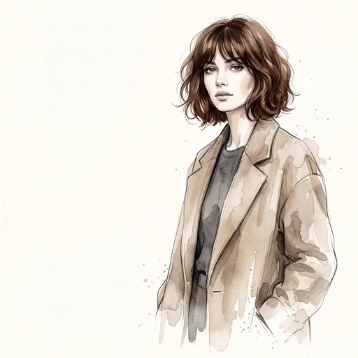Watercolor Fashion Illustration of Woman with Bob