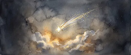 Watercolor Shooting Star in Night Sky
