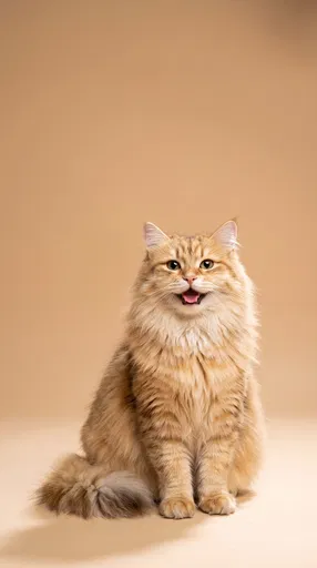 Golden Long-Haired Cat Studio Portrait
