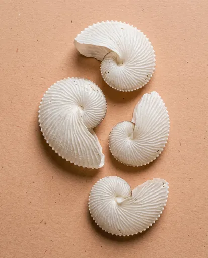 Four White Paper Nautilus Shells