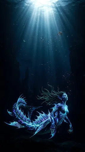 Bioluminescent Deep Sea Siren Underwater