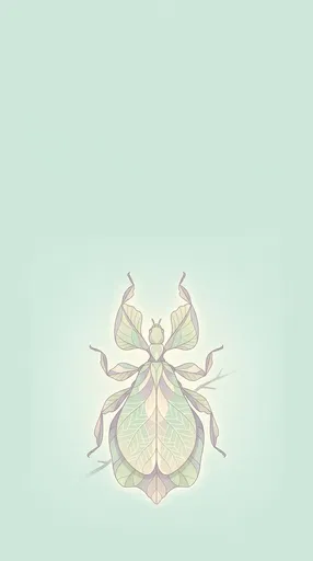 Minimal Pastel Leaf Insect Illustration
