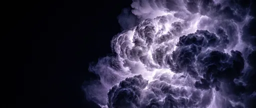 Illuminated Violet Thunder Cloud at Night