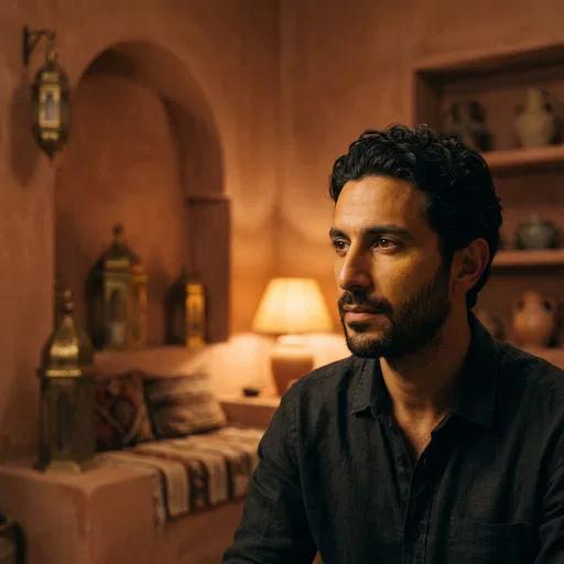 Man In Warm Terracotta Room