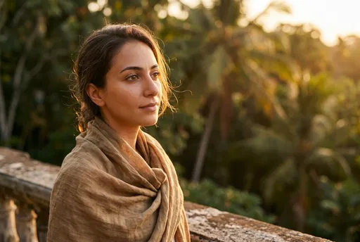 Woman on Terrace at Golden Hour