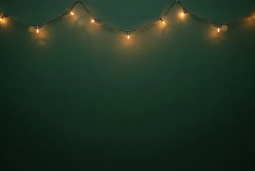 Warm Fairy Lights on Green Background