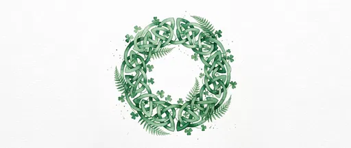 Green Watercolor Celtic Knot Shamrock Wreath
