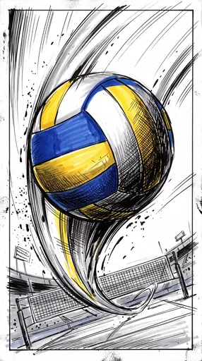 Dynamic Comic Style Volleyball Action Illustration
