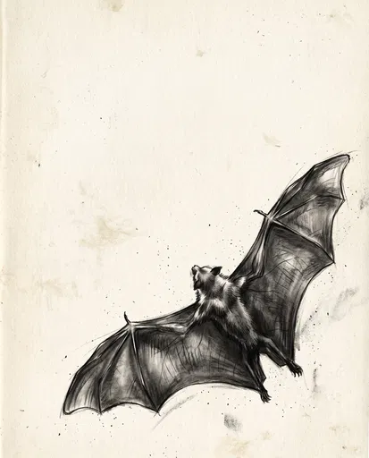 Charcoal Sketch of Flying Fox Bat