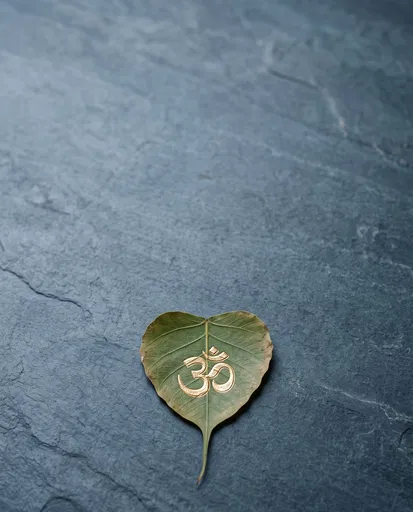 Peepal Leaf With Golden Om Symbol