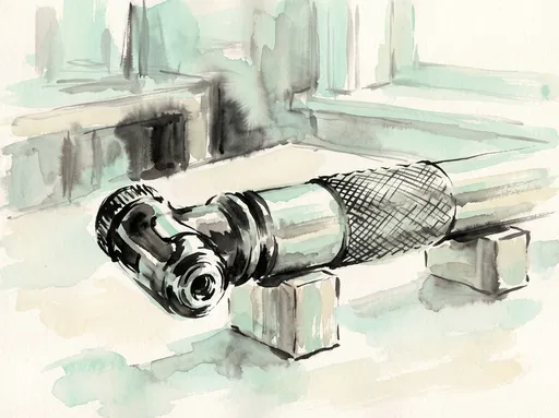 Ink Wash Bicycle Pump Illustration