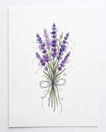 Watercolor Purple Lavender Bouquet Illustration