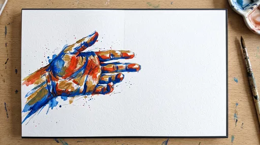 Colorful Painted Hand Illustration on Paper