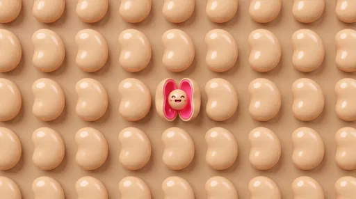 Grid of Glossy Beige Pods with Character