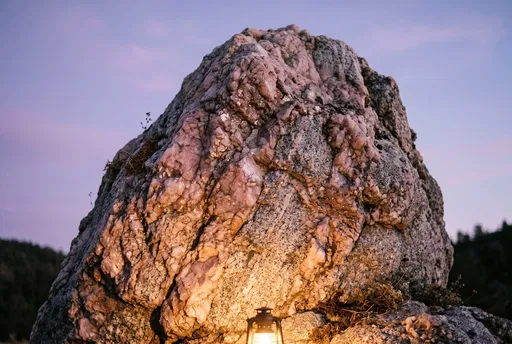 Lantern Lit Quartz and Granite Boulder