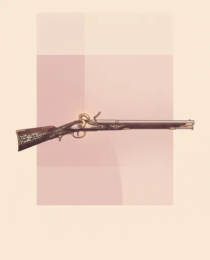 Ornate Antique Matchlock Arquebus Illustration