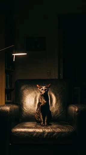 Oriental Shorthair Cat on Leather Armchair