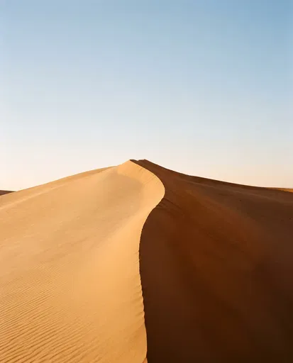 Minimalist Golden Sand Dune Ridge at Sunset