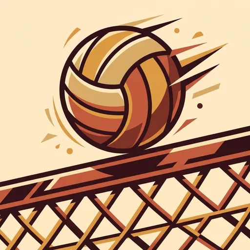 Stylized Volleyball Skimming Over Net Illustration