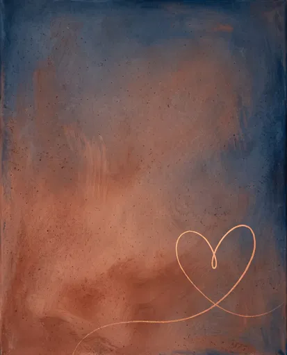 Minimalist Copper Heart on Textured Canvas