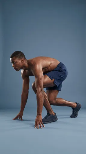 Athletic Sprinter in Studio Starting Stance