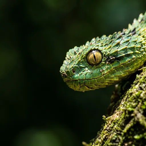 Macro Close-Up of Green Spiny Bush Viper