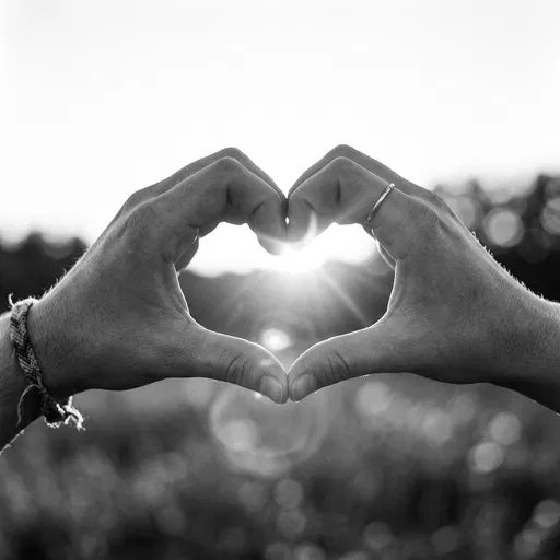 Black and White Hands Forming Heart