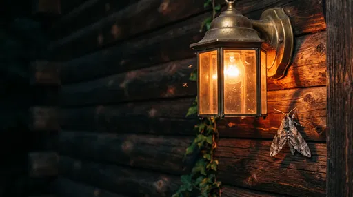 Sphinx Moth Near Glowing Cabin Lantern