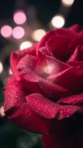 Red Rose Macro With Water Droplets