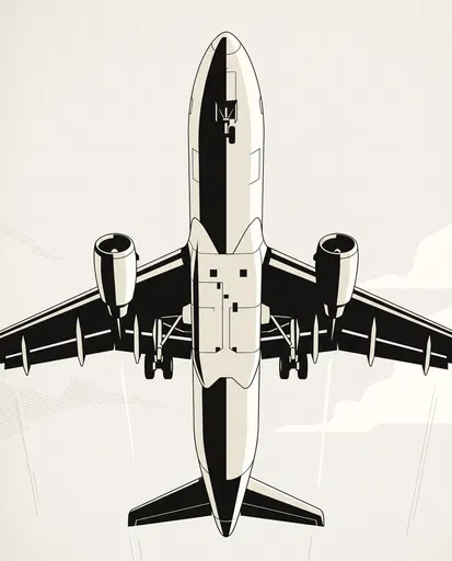 Minimalist Graphic Airplane Underside Illustration