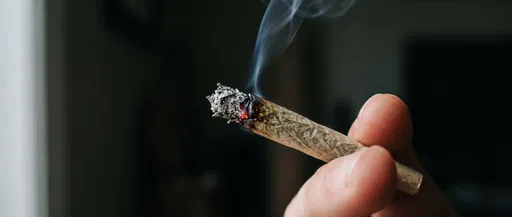 Macro Close-Up of Burning Cannabis Joint