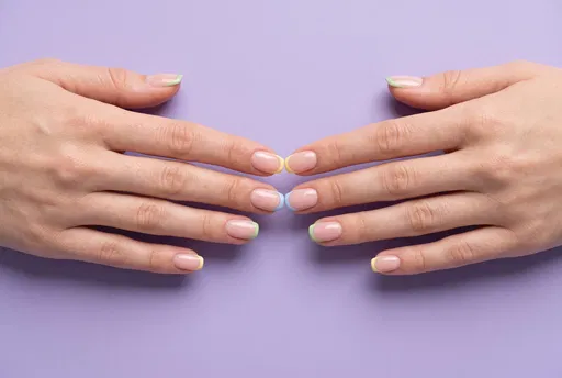 Pastel Micro-French Manicure on Lavender