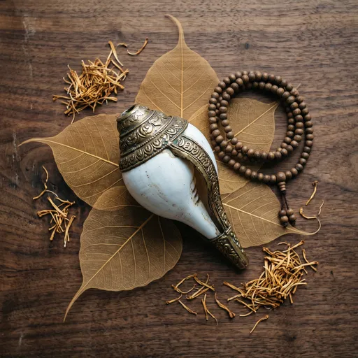 Ritual Conch Shell and Mala Beads