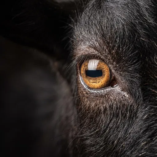 Macro Close-Up of Black Goat Eye