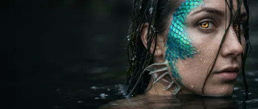 Close-Up Portrait of Mythological Sea Siren