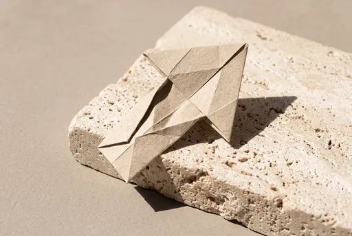 Beige Origami Arrow on Travertine Stone