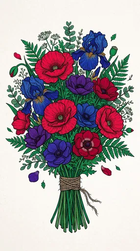 Vibrant Botanical Flower Bouquet Illustration