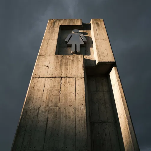 Brutalist Concrete Women's Restroom Pylon