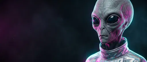 Grey Alien Portrait in Neon Lighting