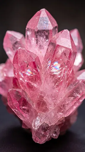 Macro Pink Quartz Crystal Cluster