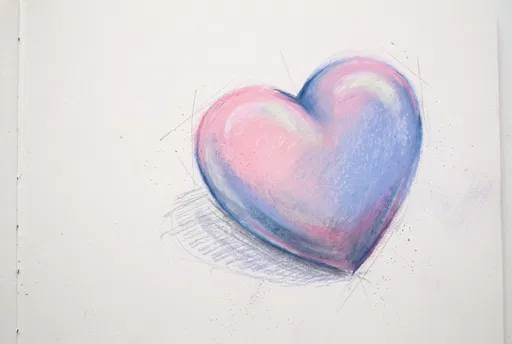 Pastel Pink and Blue Heart Drawing
