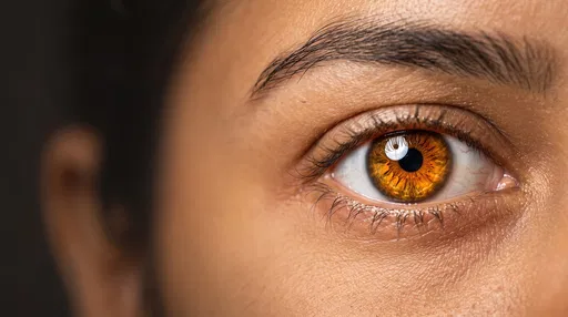 Macro Close-Up of Amber Brown Eye
