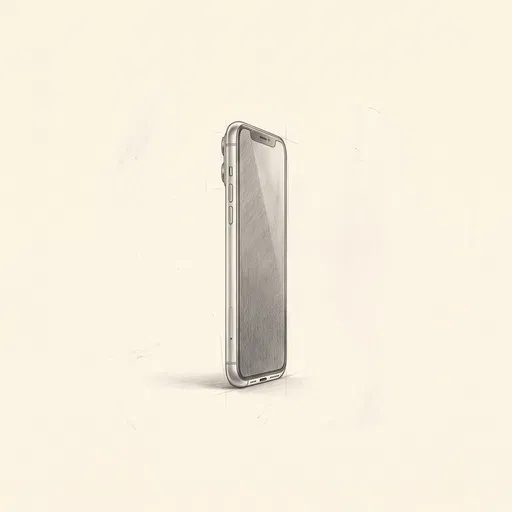 Graphite Pencil Sketch of Standing Smartphone